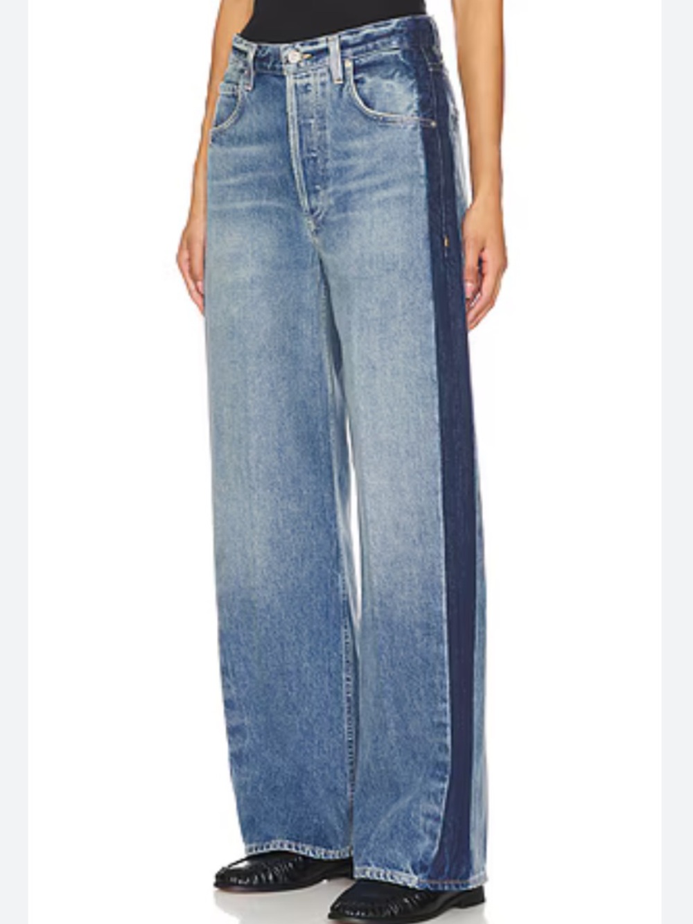 Citizens of Humanity Ayla Baggy Straight Tuxedo Stripe Jeans NEW - Picture 2 of 6